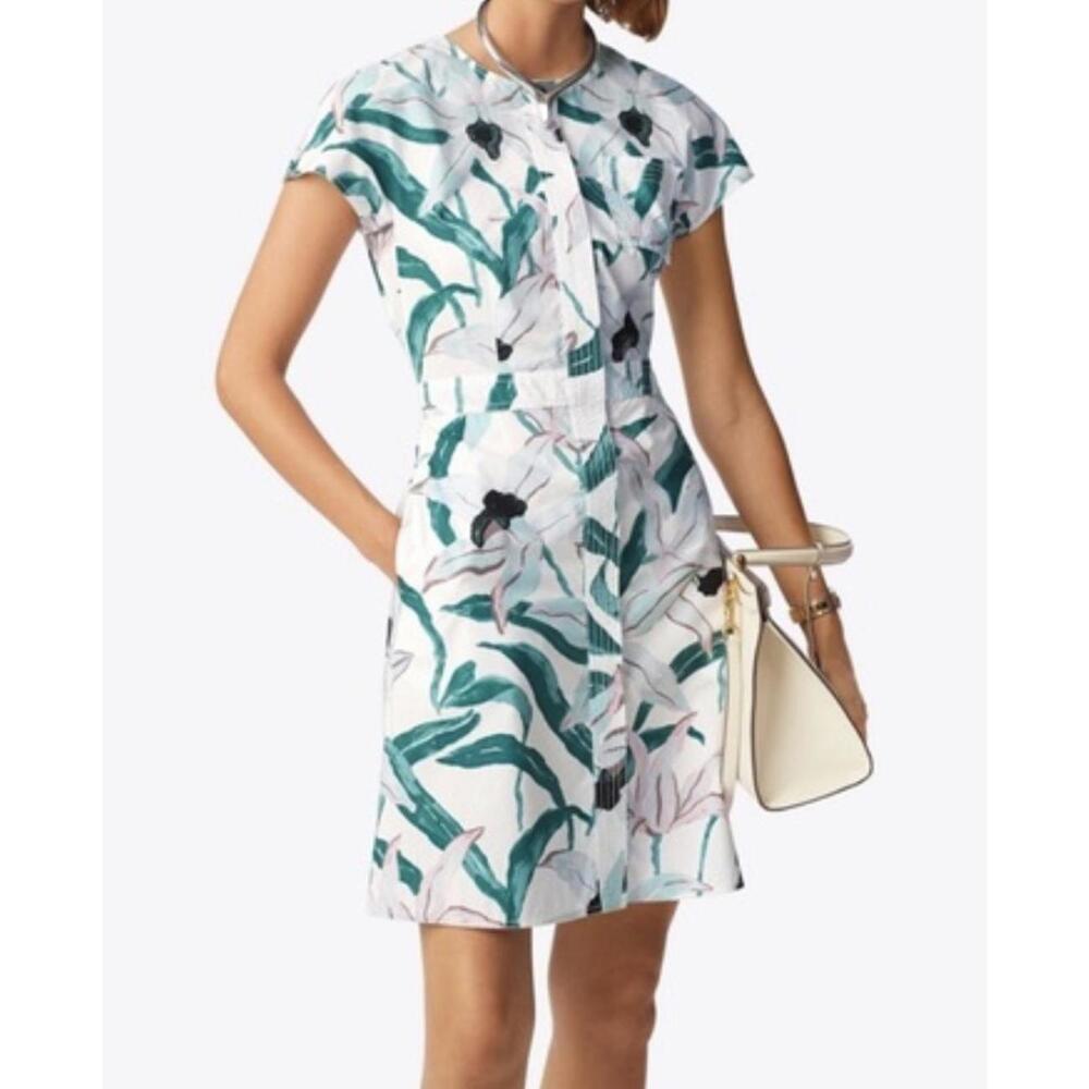 TORY BURCH Floral Cotton Wild Landscape Dress|Resort, Travel, Tropical |Size 0